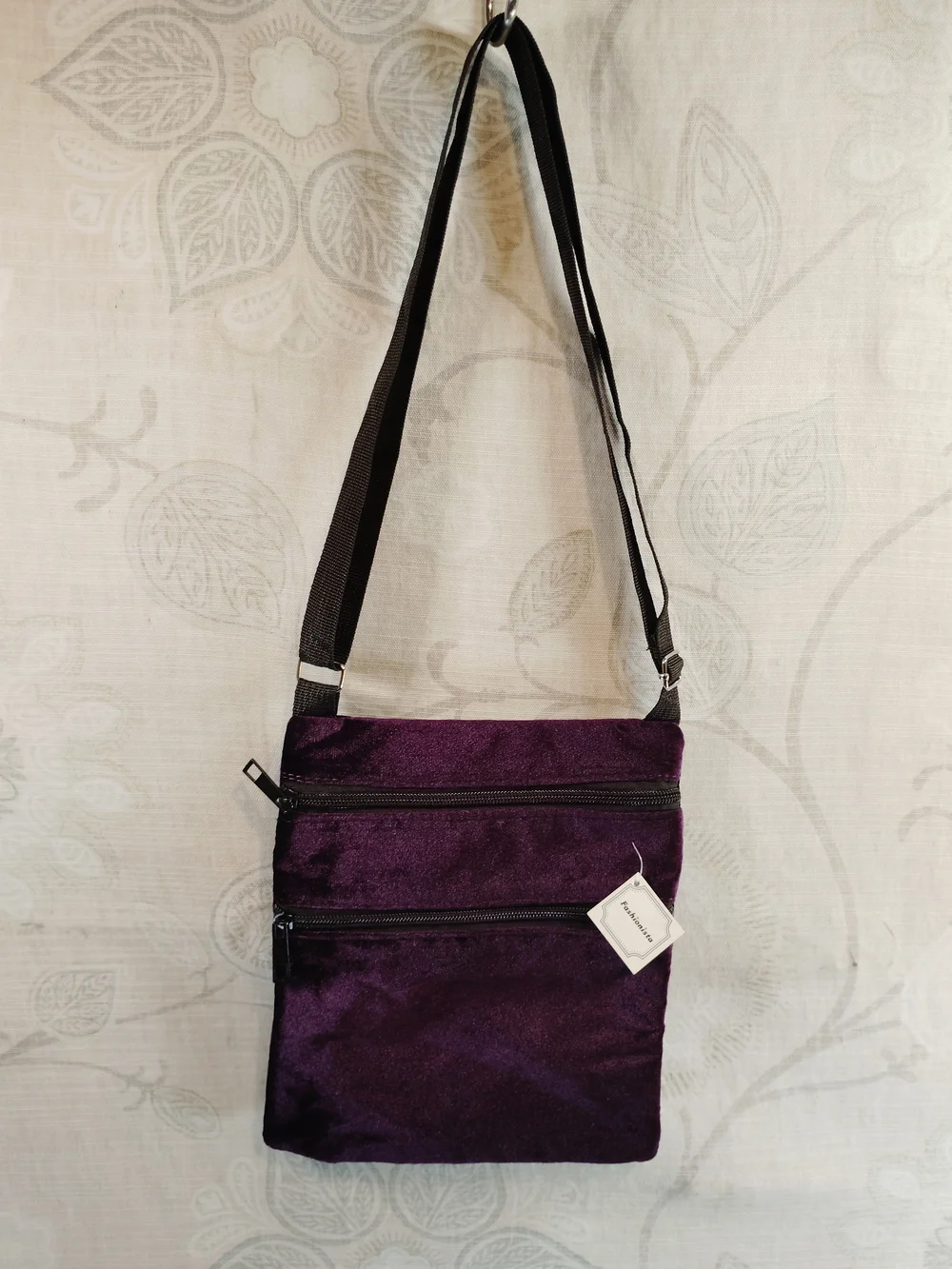 Fashionista Velvet Crossbody Bag in Deep Purple